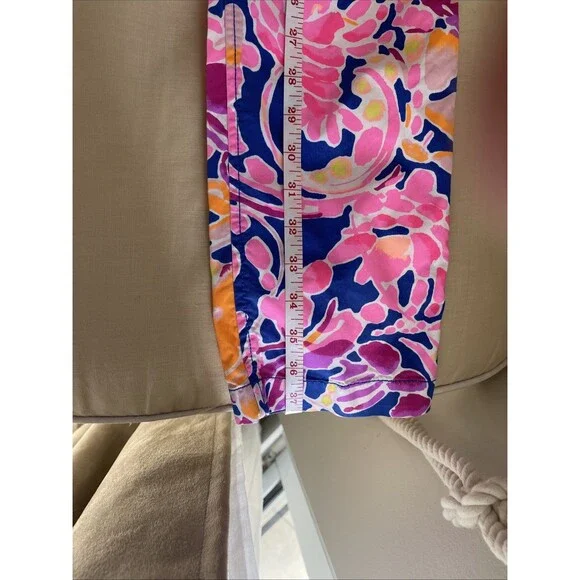 Lilly Pulitzer Women’s Size 4 Coral Reef Print Pants Blue Pink  Callahan Chino - Picture 6 of 6